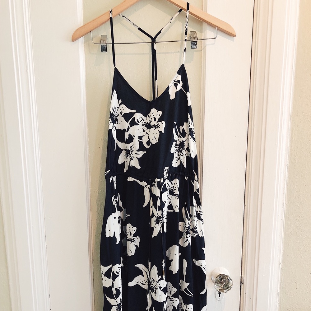 Banana Republic black-and-white floral maxi dress